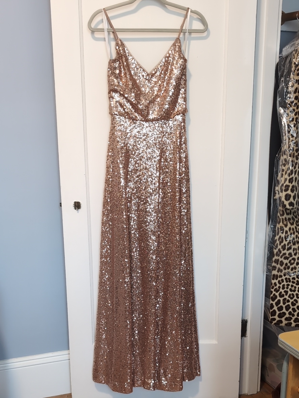 Revelry Rose Gold Sequin Maxi Dress